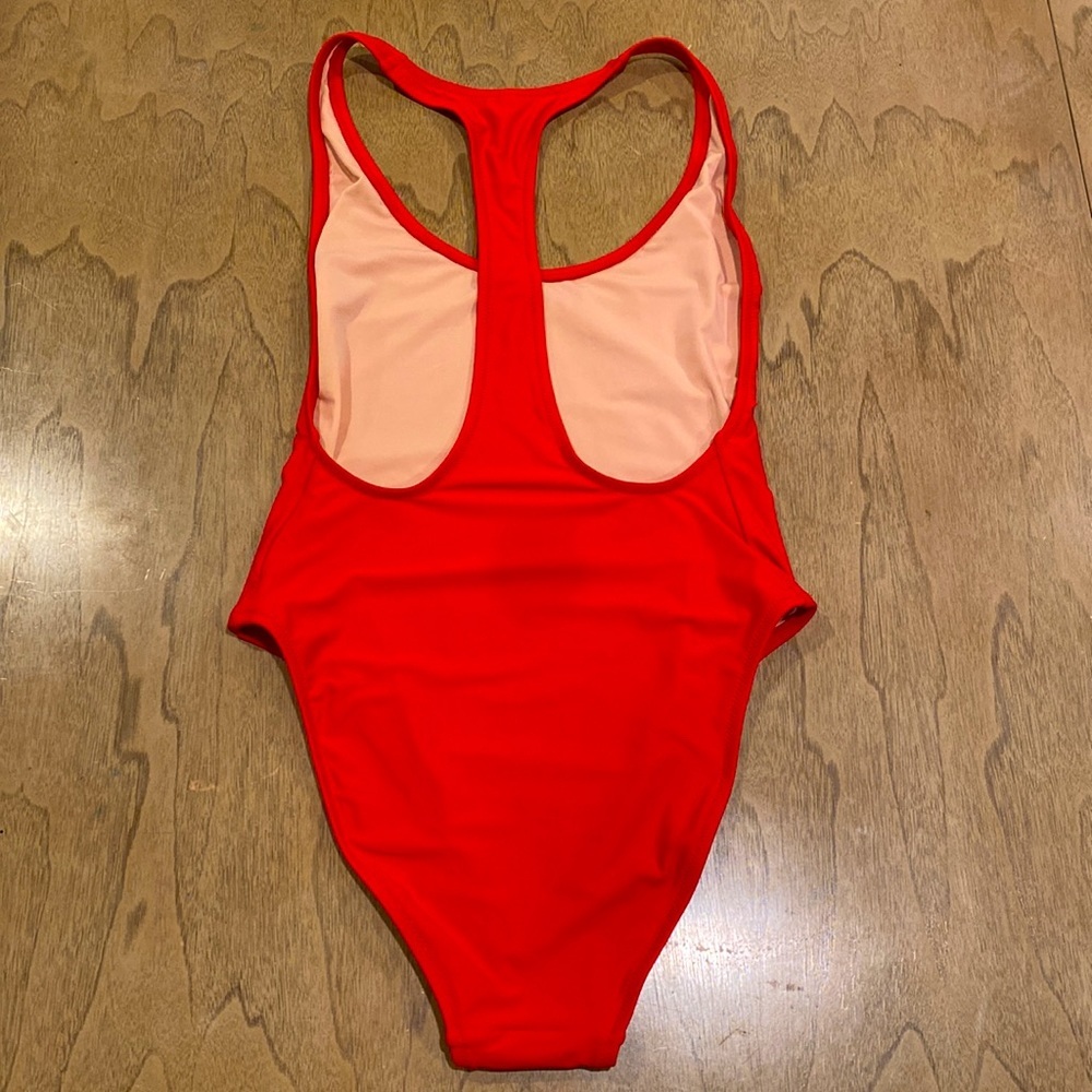 J. Crew Red Racerback One Piece Swimsuit - Picture 2 of 6